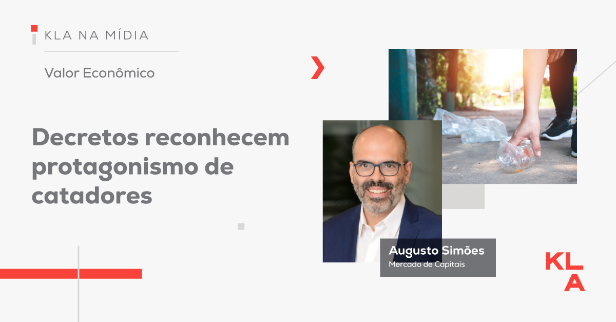 Augusto Simões trata sobre securitização dos créditos de reciclagem em artigo ao Valor Econômico